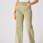 JUNIA High Rise Wide Leg Jeans - Lime Green - JMOJO - Women's Wide Leg Jeans