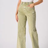 JUNIA High Rise Wide Leg Jeans - Lime Green - JMOJO - Women's Wide Leg Jeans