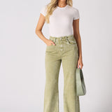 JUNIA High Rise Wide Leg Jeans - Lime Green - JMOJO - Women's Wide Leg Jeans