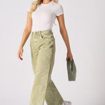 JUNIA High Rise Wide Leg Jeans - Lime Green - JMOJO - Women's Wide Leg Jeans