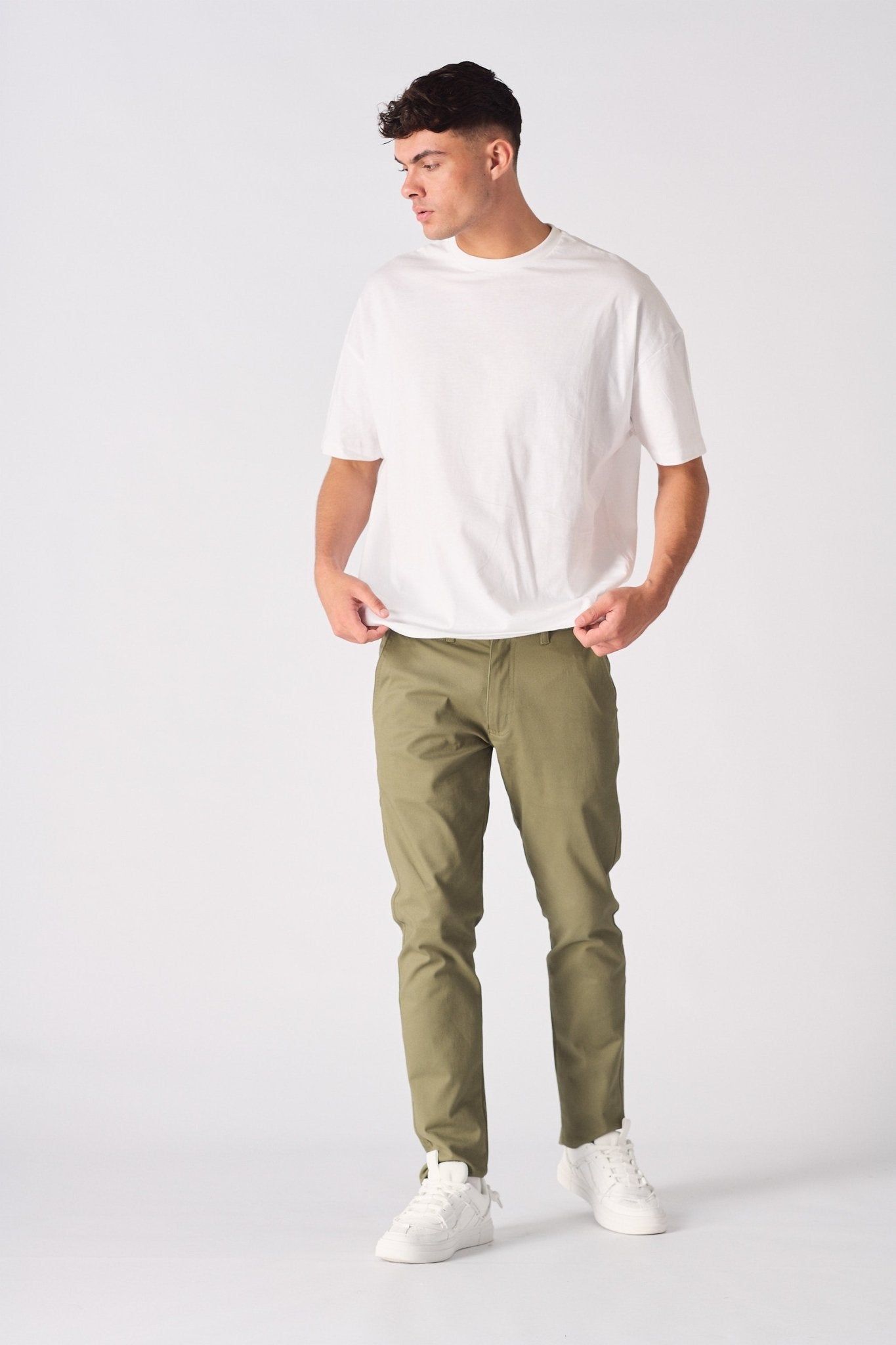 KINGSLEY Slim Fit Stretch Chino Pants - Light Green - JMOJO - Men's Chino Trousers