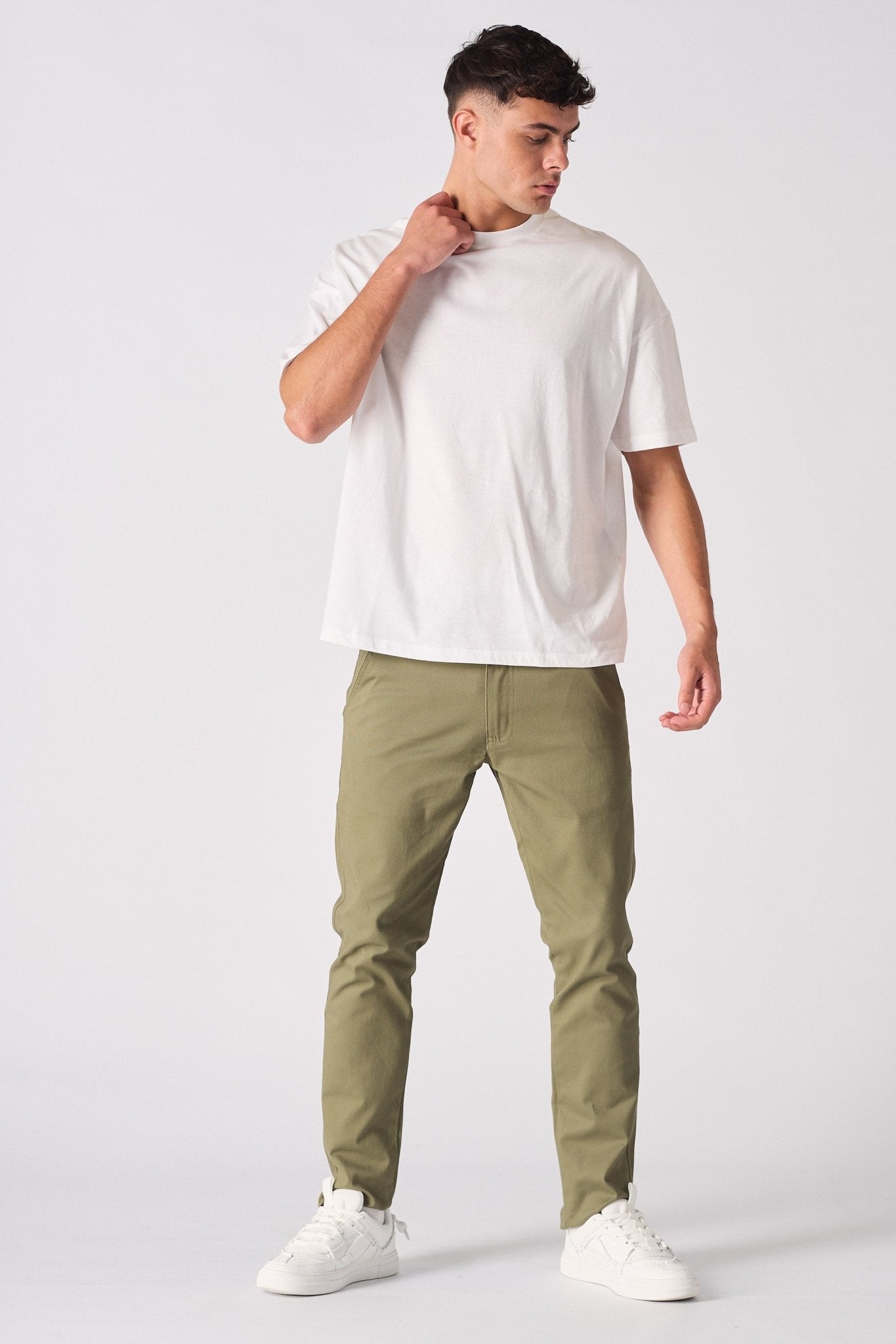 KINGSLEY Slim Fit Stretch Chino Pants - Light Green - JMOJO - Men's Chino Trousers