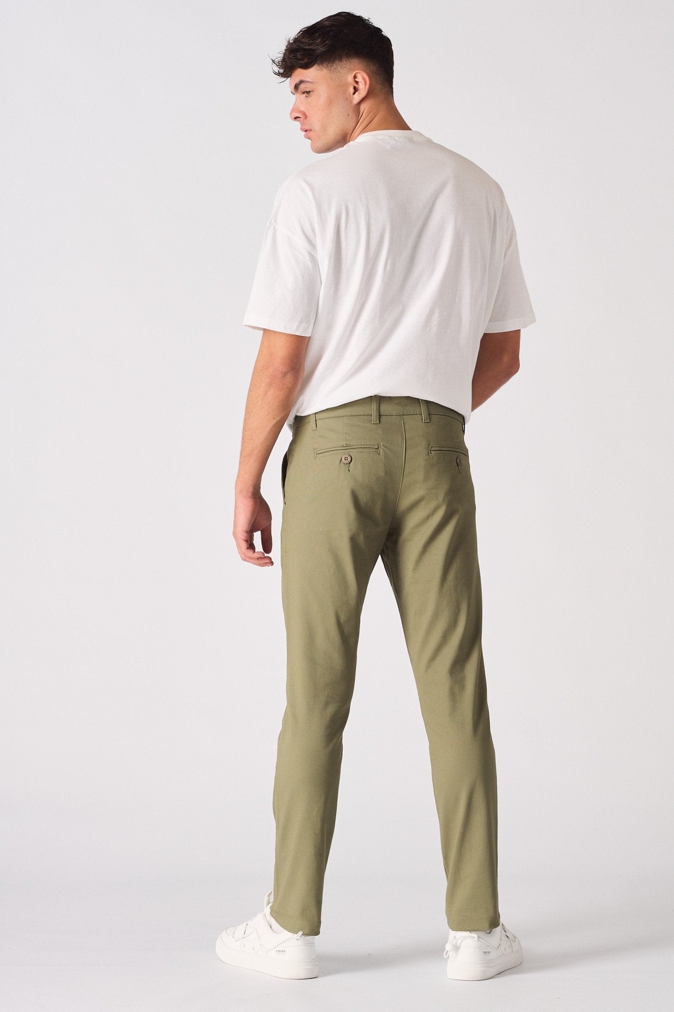 KINGSLEY Slim Fit Stretch Chino Pants - Light Green - JMOJO - Men's Chino Trousers