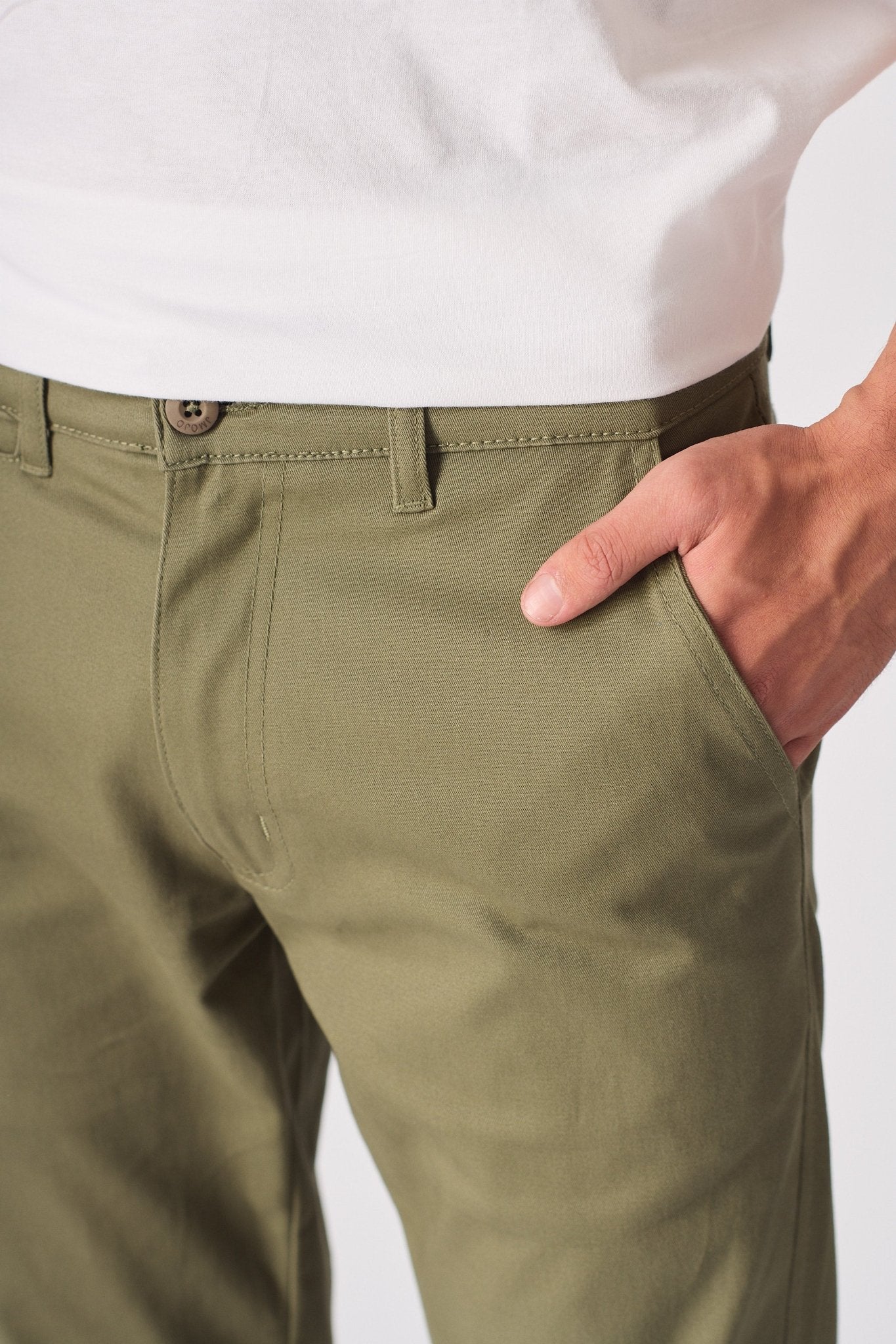 KINGSLEY Slim Fit Stretch Chino Pants - Light Green - JMOJO - Men's Chino Trousers