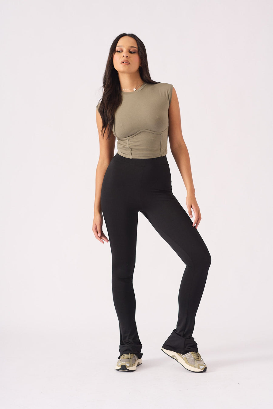 LENNON KICK FLARE LEGGINGS - BLACK - JMOJO - Women's Flare Athleisure Leggings