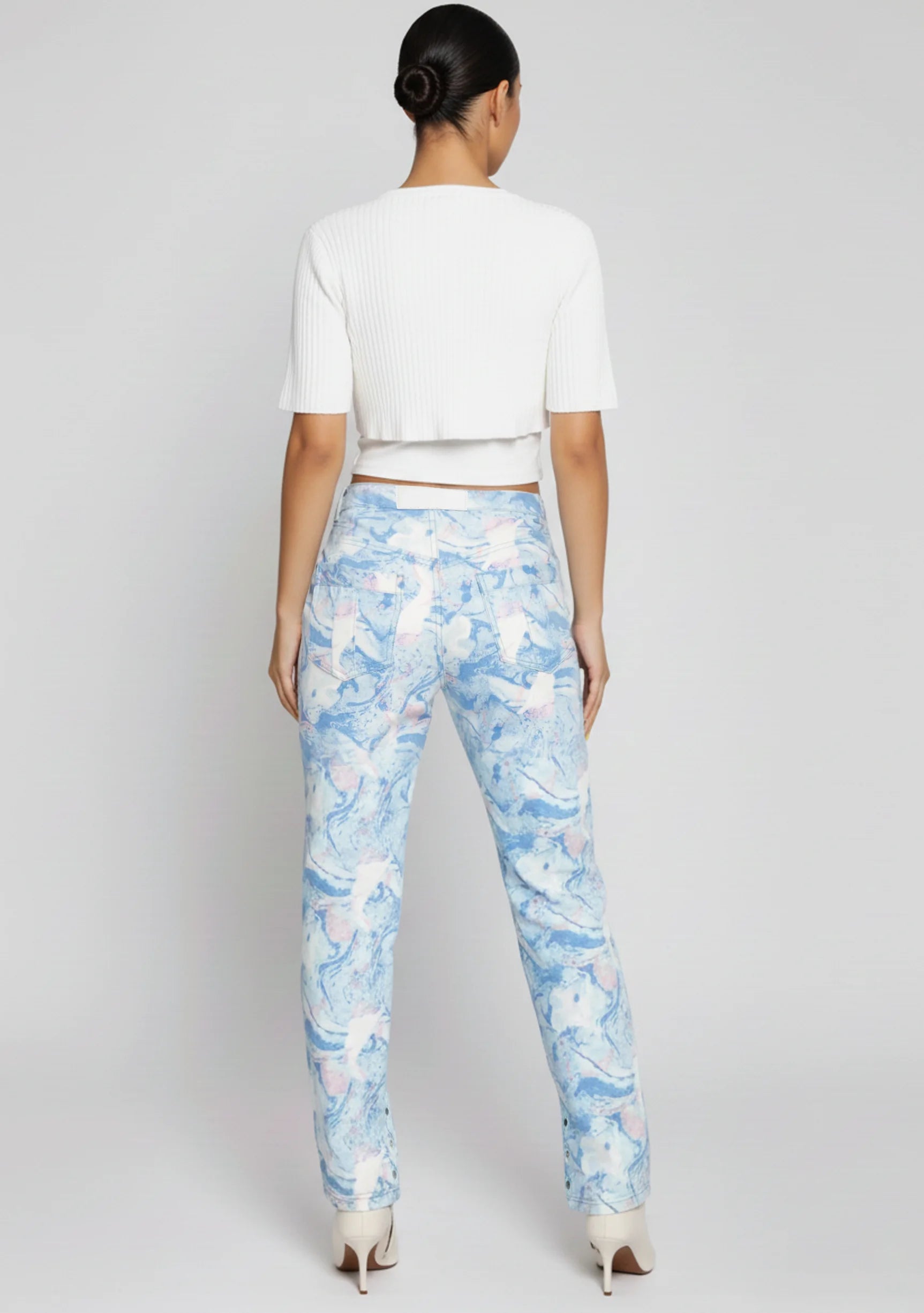 Trendy Light Blue Psychedelic Pants for Ladies