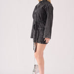 LONG SLEEVE WRAP DRESS - BLACK - JMOJO - Women's Denim Dresses