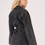 LONG SLEEVE WRAP DRESS - BLACK - JMOJO - Women's Denim Dresses