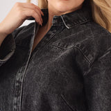 LONG SLEEVE WRAP DRESS - BLACK - JMOJO - Women's Denim Dresses