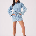 LONG SLEEVE WRAP DRESS - LIGHT BLUE - JMOJO - Women's Denim Dresses