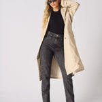 LONGLINE BELTED TRENCH COAT - STONE - JMOJO - Women's Trench Coat