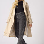 LONGLINE BELTED TRENCH COAT - STONE - JMOJO - Women's Trench Coat