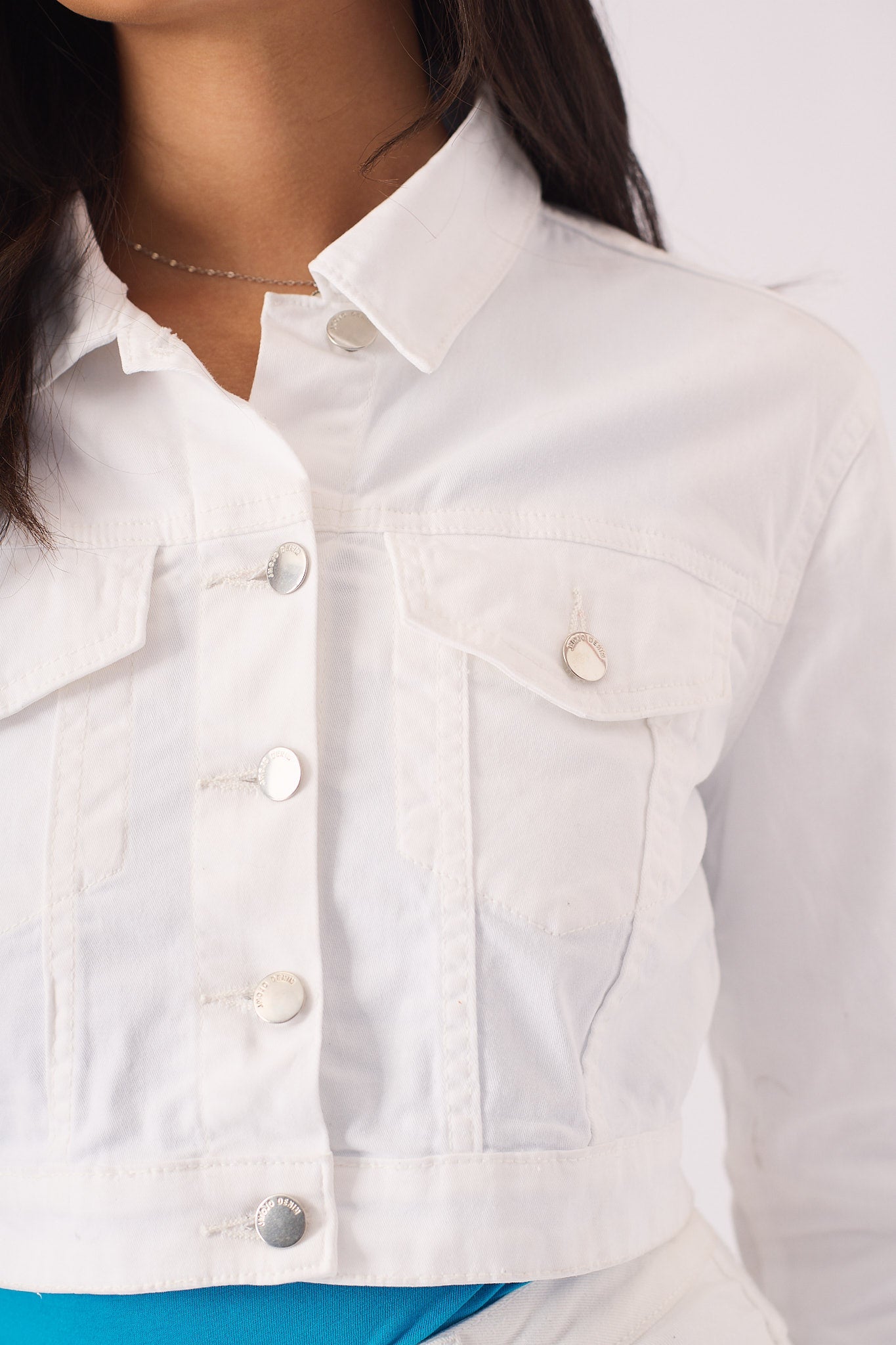 Loom Cropped Denim Jacket – White - JMOJO - Women's Cropped Denim Jackets