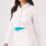 Loom Cropped Denim Jacket – White - JMOJO - Women's Cropped Denim Jackets