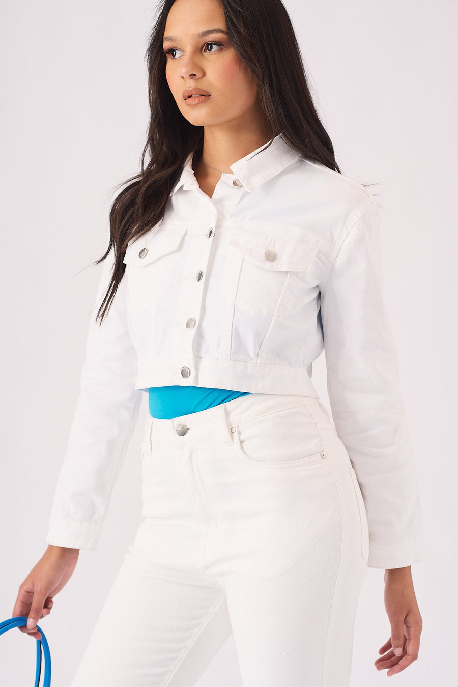 Loom Cropped Denim Jacket – White - JMOJO - Women's Cropped Denim Jackets