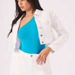 Loom Cropped Denim Jacket – White - JMOJO - Women's Cropped Denim Jackets