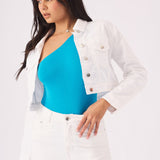 Loom Cropped Denim Jacket – White - JMOJO - Women's Cropped Denim Jackets