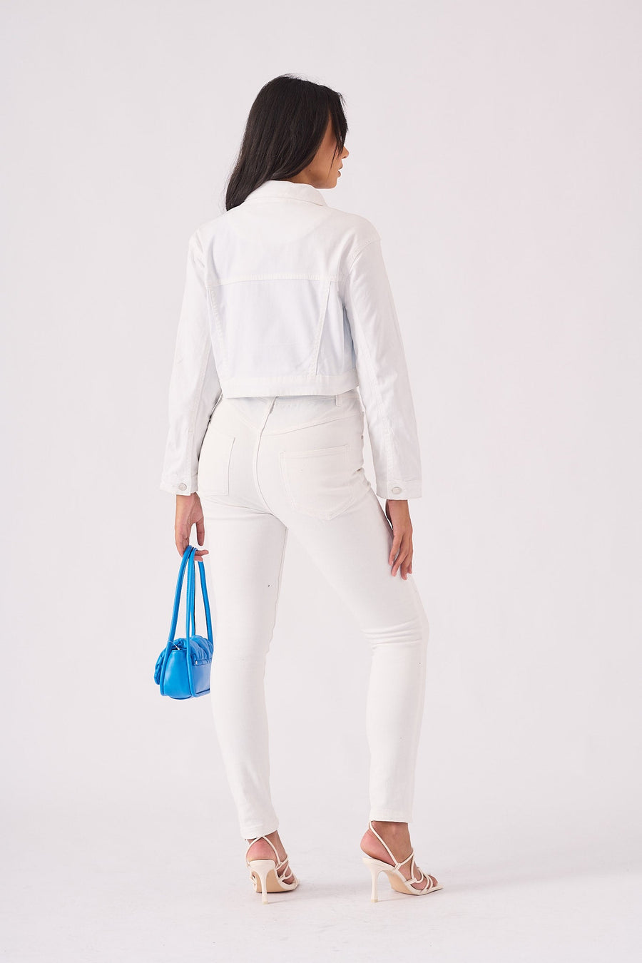Loom Cropped Denim Jacket – White - JMOJO - Women's Cropped Denim Jackets