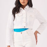 Loom Cropped Denim Jacket – White - JMOJO - Women's Cropped Denim Jackets