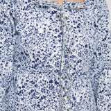 Timber Marble Print Lace Up Top Long Sleeve - Navy Blue