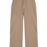 Front view of the men's beige joggers laid flat