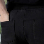 mens black shorts back patch pocket detail