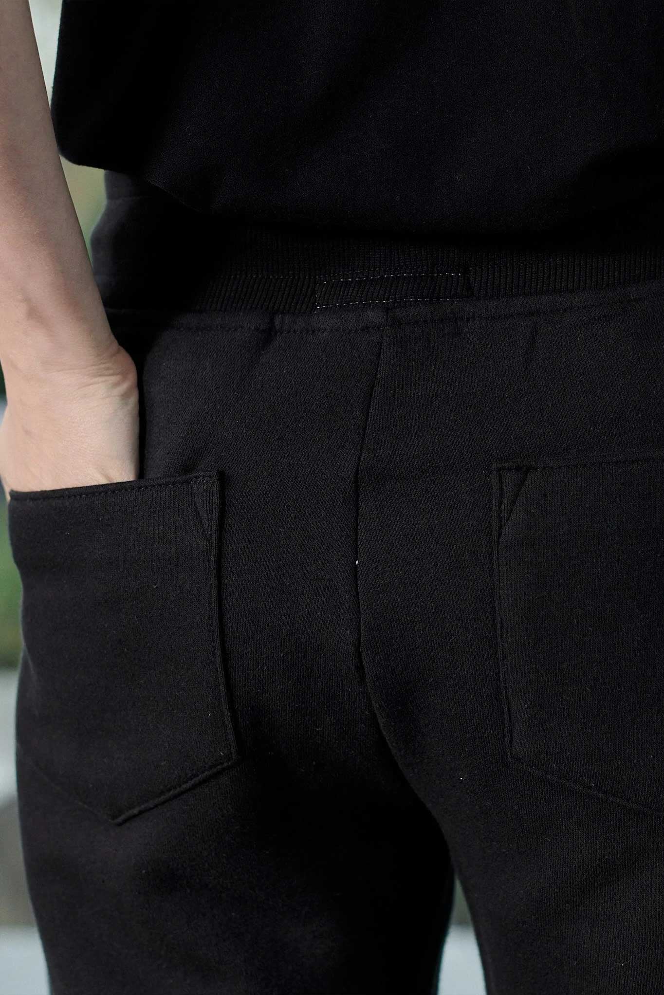 mens black shorts back patch pocket detail