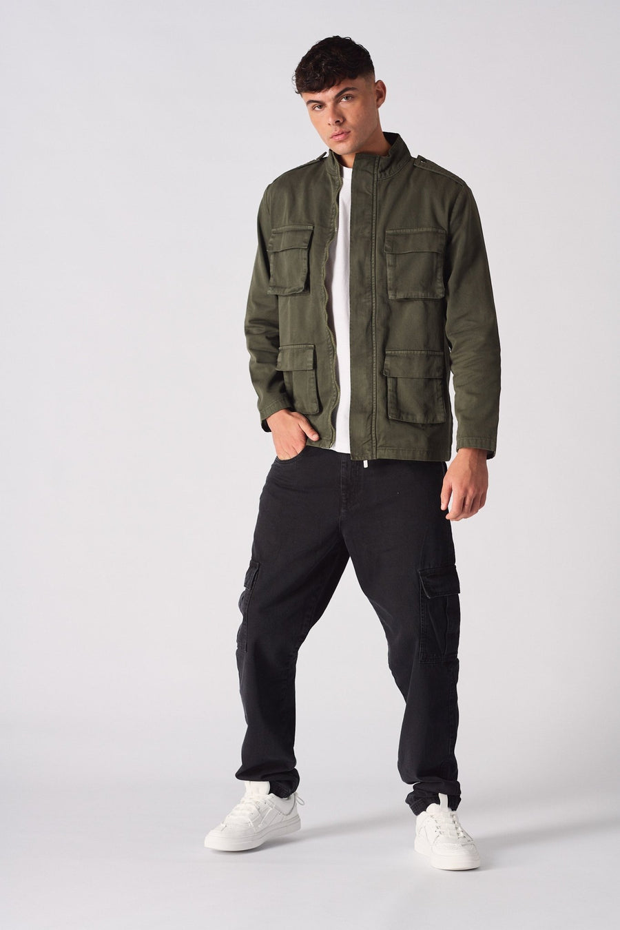 MILITARY DENIM JACKET - GREEN - JMOJO - Men's Cargo Denim Jackets