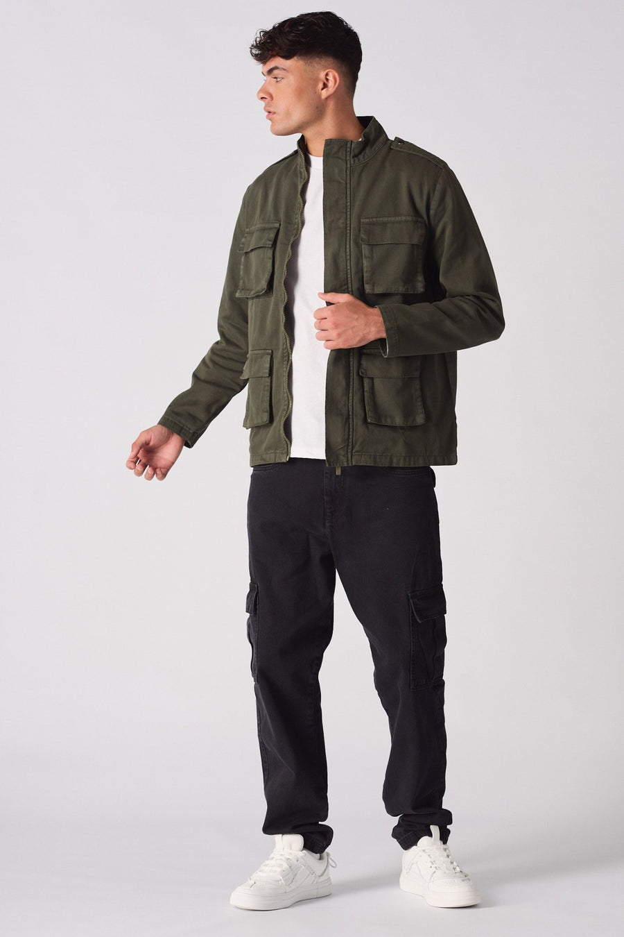MILITARY DENIM JACKET - GREEN - JMOJO - Men's Cargo Denim Jackets