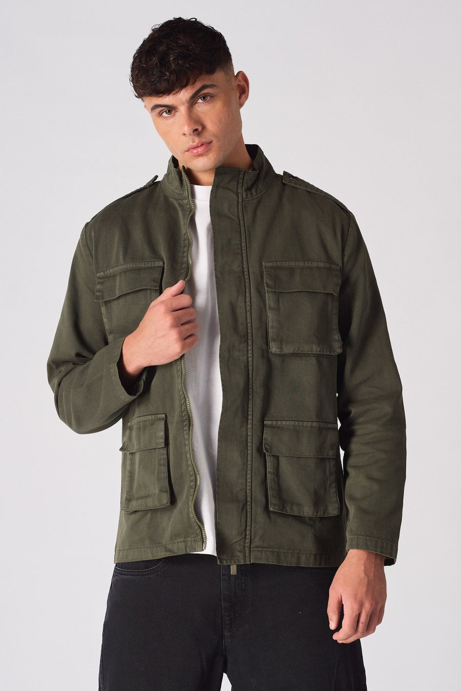 MILITARY DENIM JACKET - GREEN - JMOJO - Men's Cargo Denim Jackets