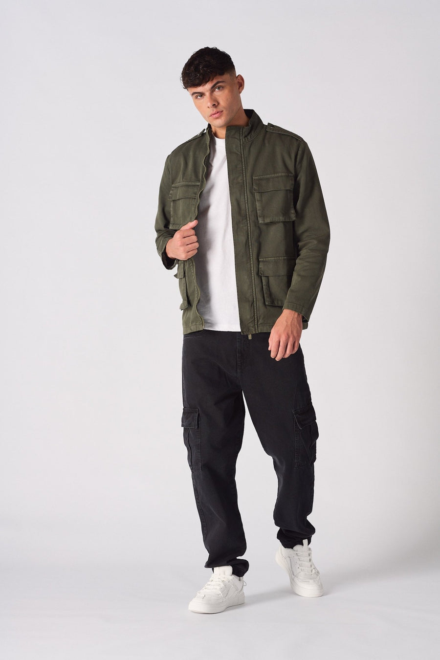 MILITARY DENIM JACKET - GREEN - JMOJO - Men's Cargo Denim Jackets