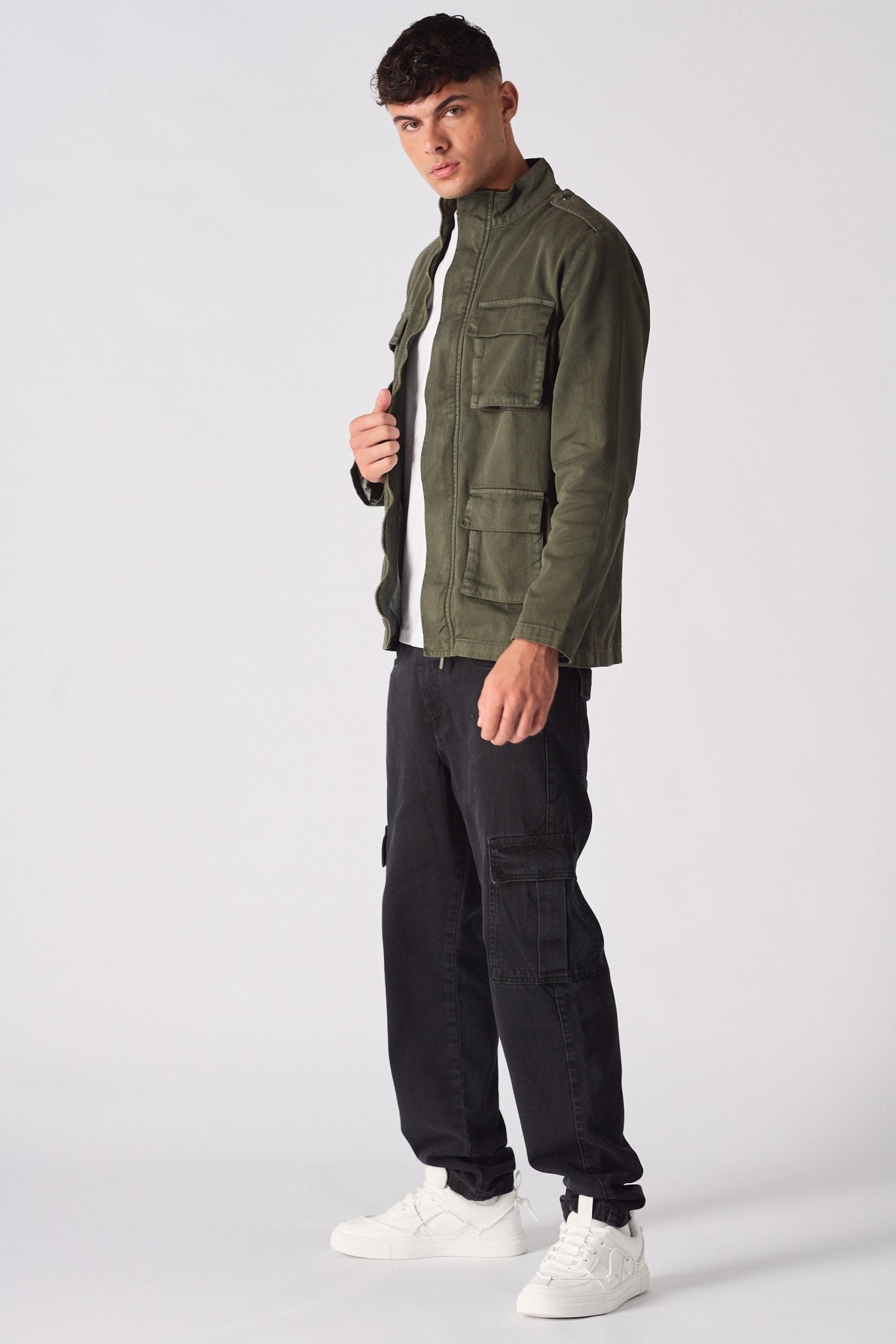 MILITARY DENIM JACKET - GREEN - JMOJO - Men's Cargo Denim Jackets