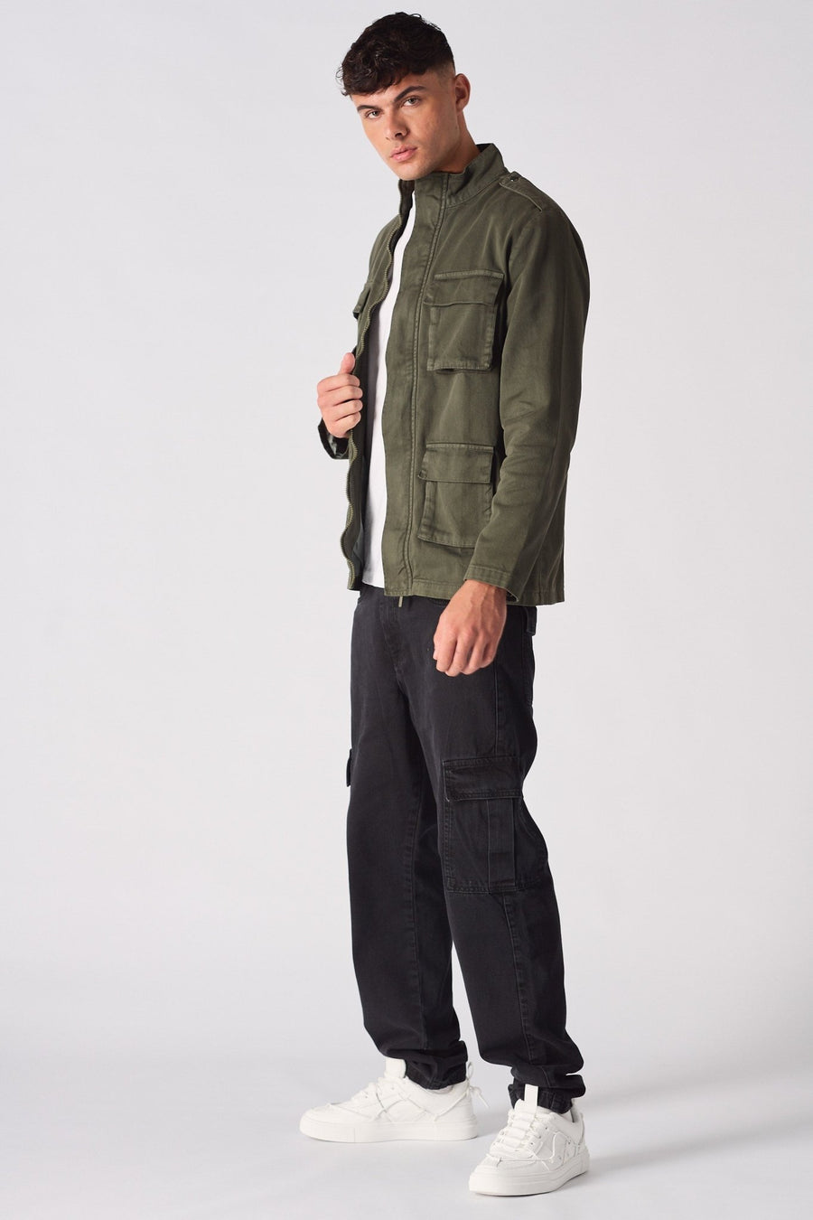 MILITARY DENIM JACKET - GREEN - JMOJO - Men's Cargo Denim Jackets