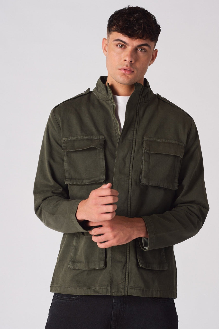MILITARY DENIM JACKET - GREEN - JMOJO - Men's Cargo Denim Jackets