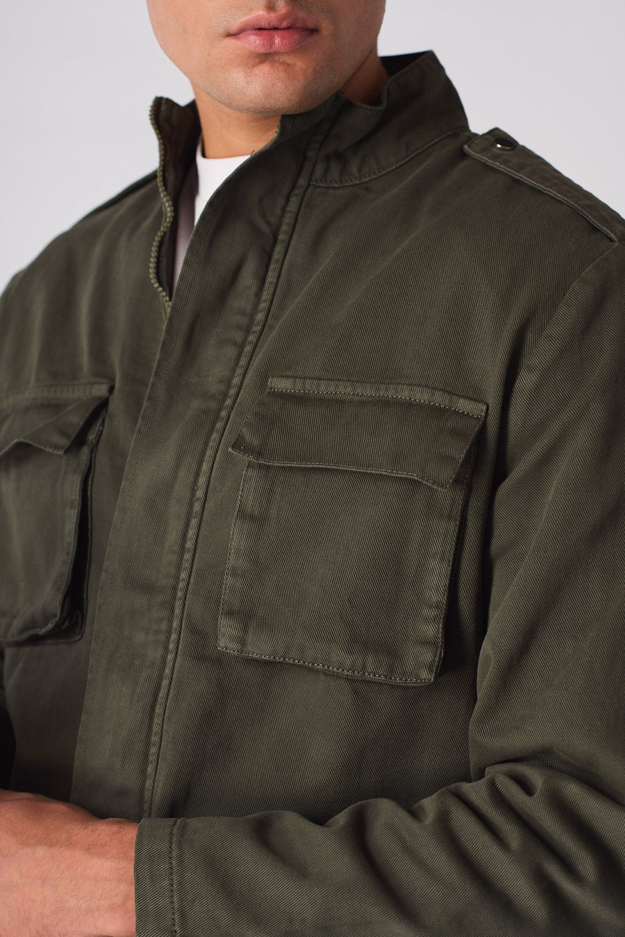MILITARY DENIM JACKET - GREEN - JMOJO - Men's Cargo Denim Jackets