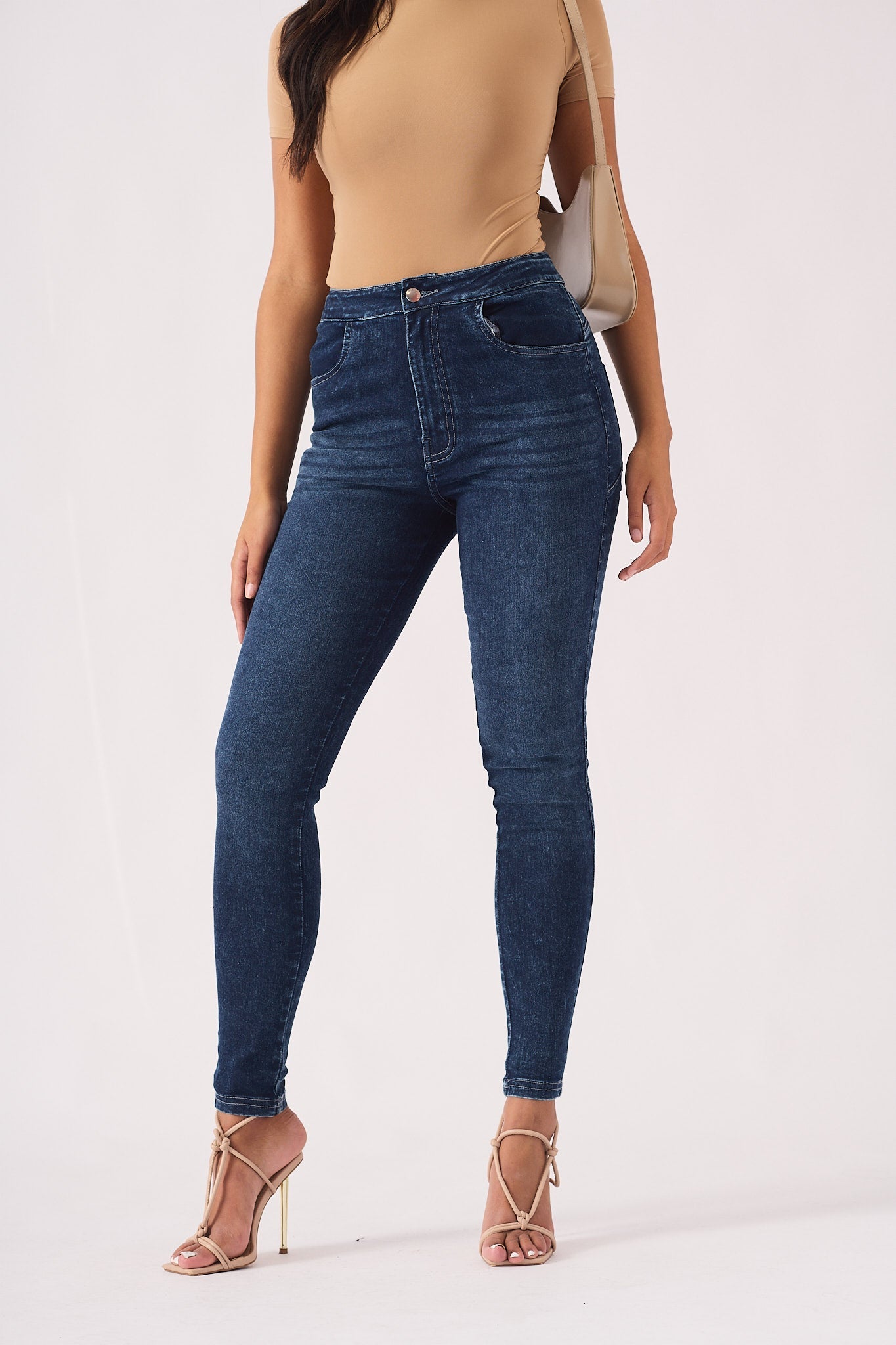 Muffi Sculpt High Rise Stretch Skinny Jeans - Mid Blue - JMOJO - Women's Skinny Jeans