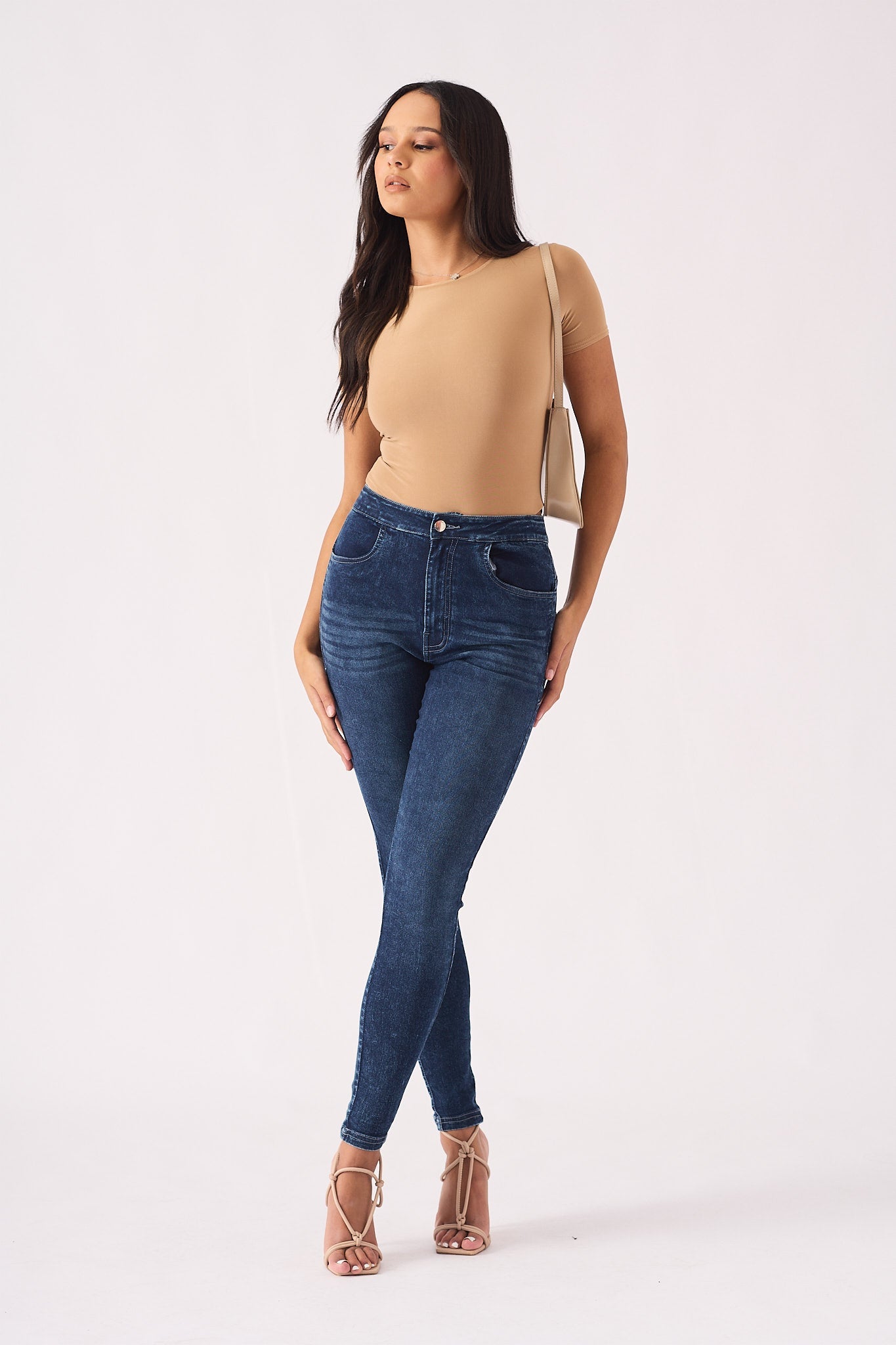 Muffi Sculpt High Rise Stretch Skinny Jeans - Mid Blue - JMOJO - Women's Skinny Jeans