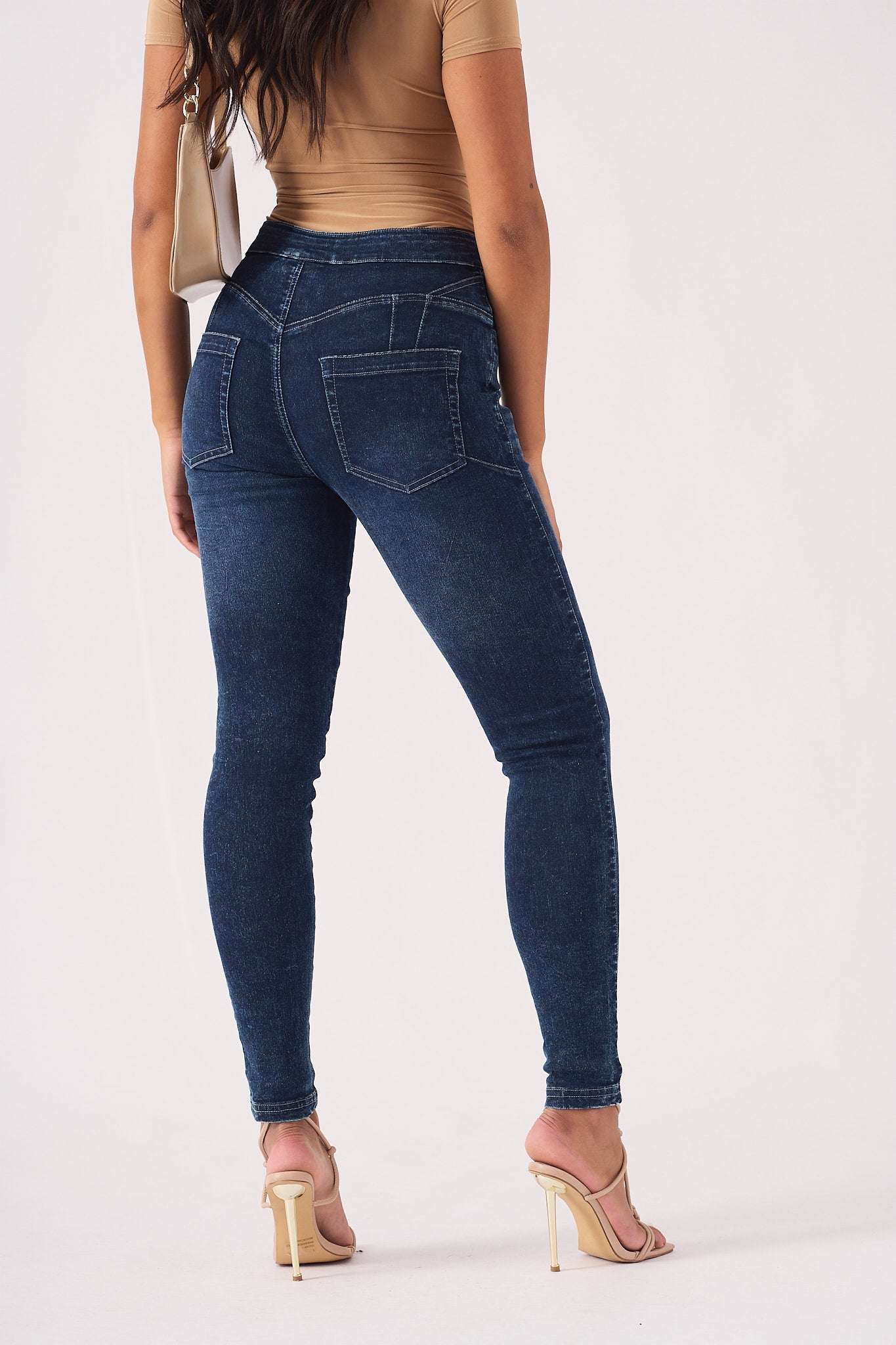 Muffi Sculpt High Rise Stretch Skinny Jeans - Mid Blue - JMOJO - Women's Skinny Jeans