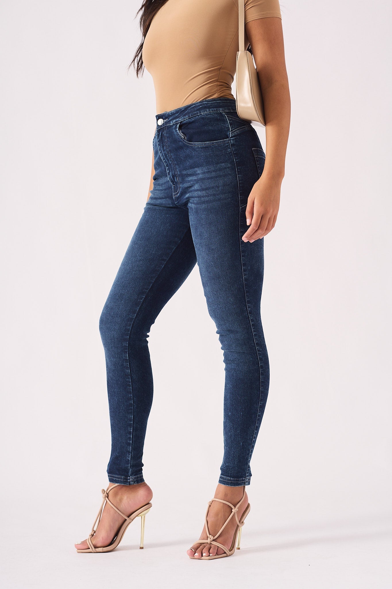 Muffi Sculpt High Rise Stretch Skinny Jeans - Mid Blue - JMOJO - Women's Skinny Jeans