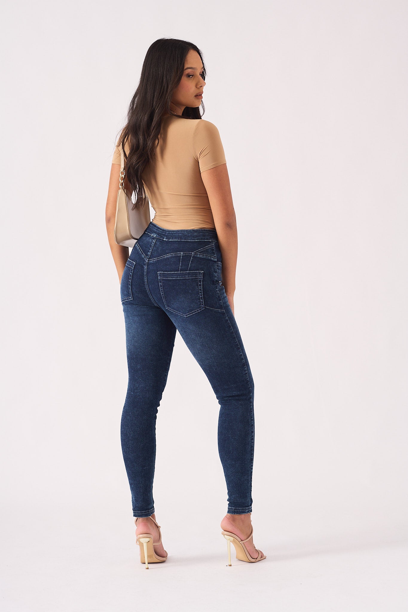 Muffi Sculpt High Rise Stretch Skinny Jeans - Mid Blue - JMOJO - Women's Skinny Jeans