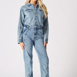 Nola Detachable Denim Jumpsuit – Blue Acid Wash - JMOJO - Women's Denim Jumpsuits Detachable
