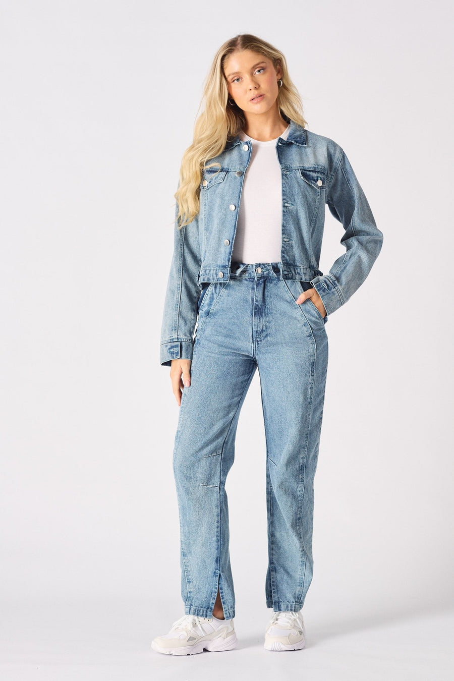 Nola Detachable Denim Jumpsuit – Blue Acid Wash - JMOJO - Women's Denim Jumpsuits Detachable