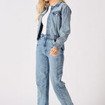Nola Detachable Denim Jumpsuit – Blue Acid Wash - JMOJO - Women's Denim Jumpsuits Detachable