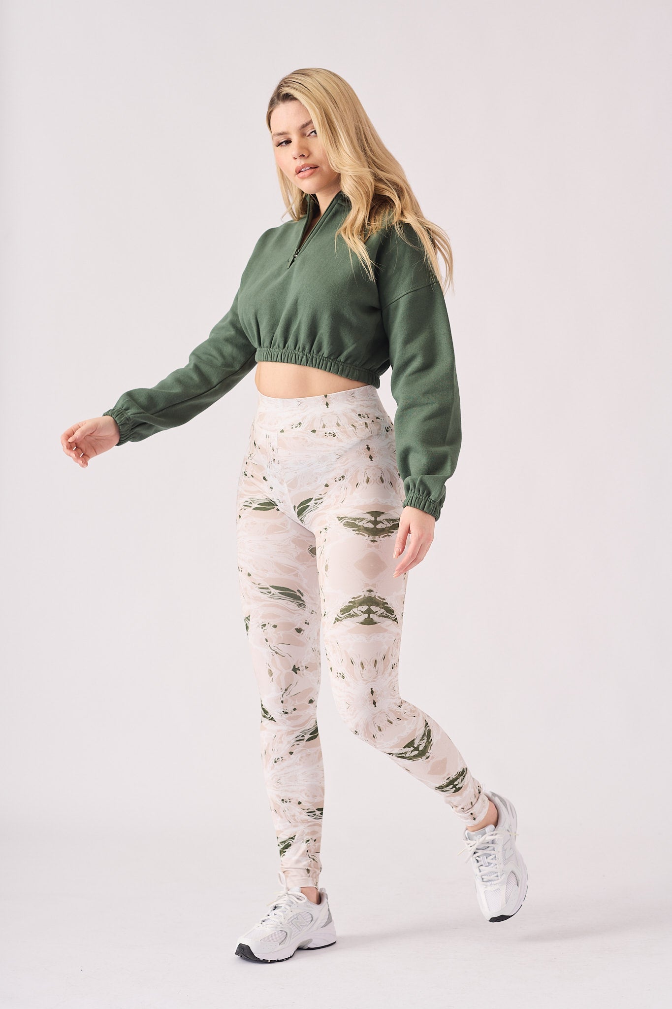 Noor Half Zip Sweatshirt – Green - JMOJO - Women's Copped Sweatshirts