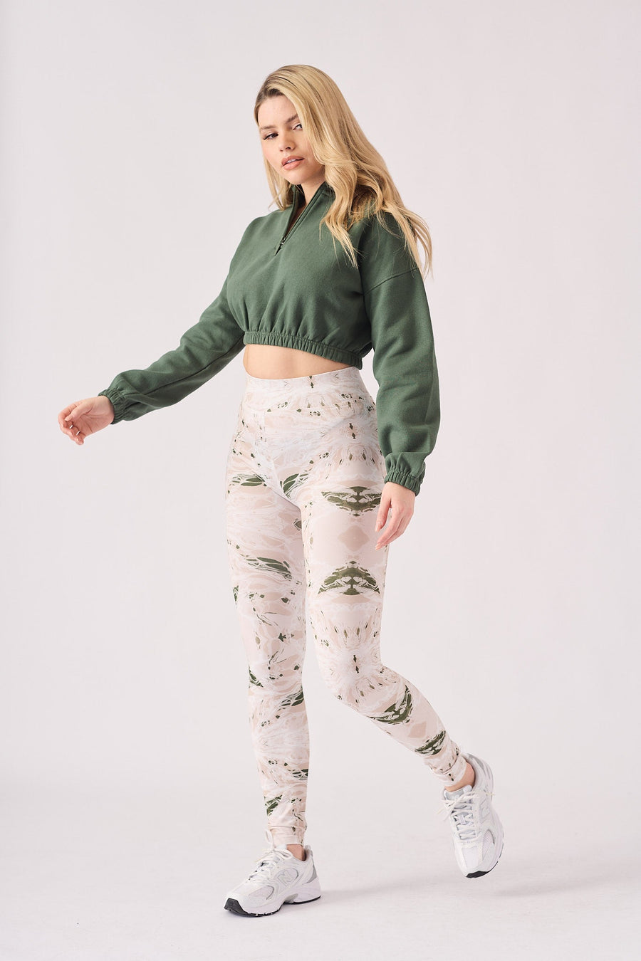 Noor Half Zip Sweatshirt – Green - JMOJO - Women's Copped Sweatshirts