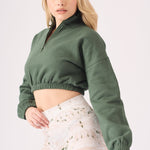 Noor Half Zip Sweatshirt – Green - JMOJO - Women's Copped Sweatshirts