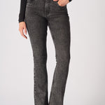 NYXIA High Waisted Fitted Flare Jeans - Black Acid Wash - JMOJO - Women's Flare Jeans