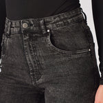 NYXIA High Waisted Fitted Flare Jeans - Black Acid Wash - JMOJO - Women's Flare Jeans