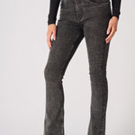 NYXIA High Waisted Fitted Flare Jeans - Black Acid Wash - JMOJO - Women's Flare Jeans