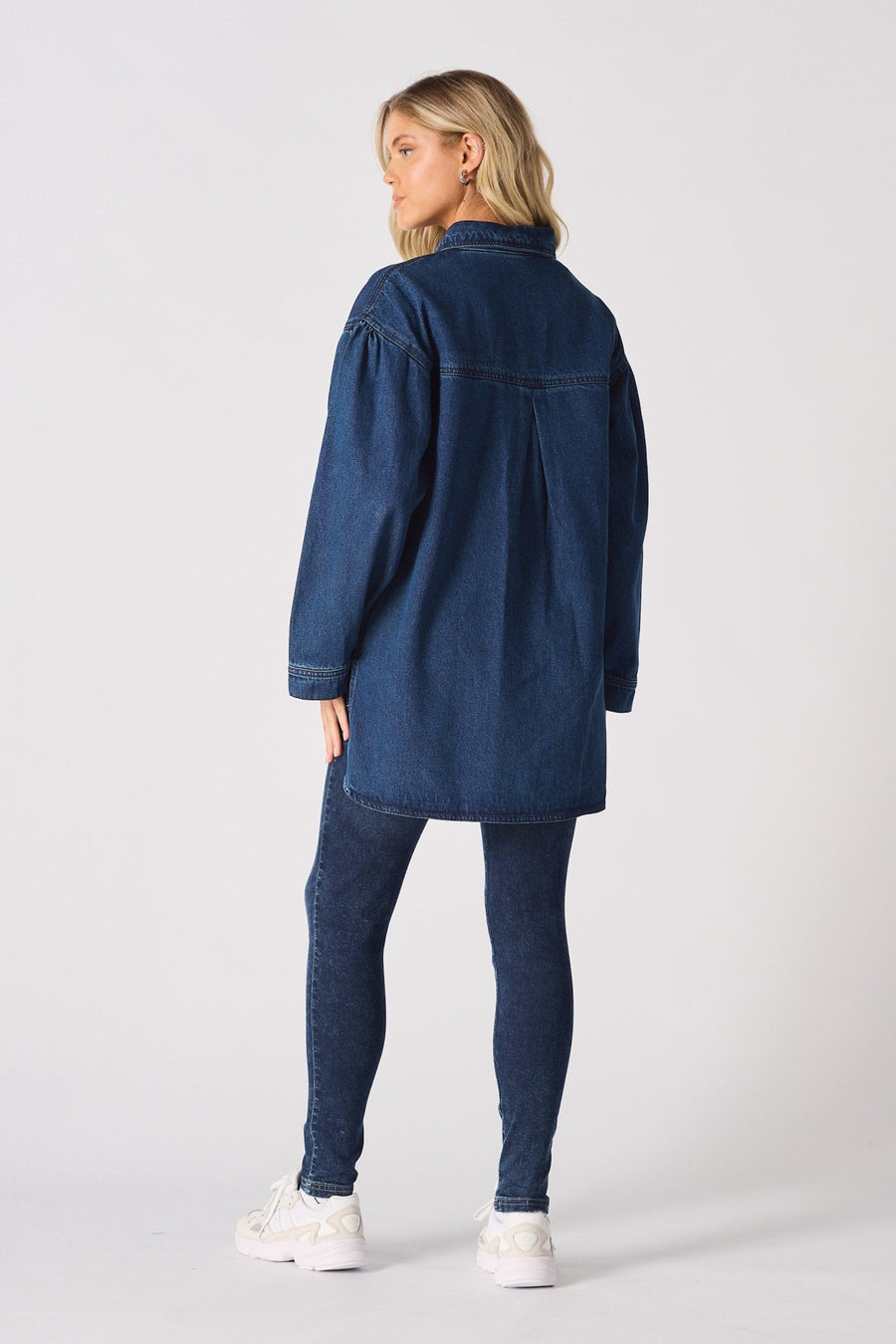OVERSIZED LONG SLEEVE DENIM SHIRT - DARK BLUE - JMOJO - Women's Oversize Denim Shirts